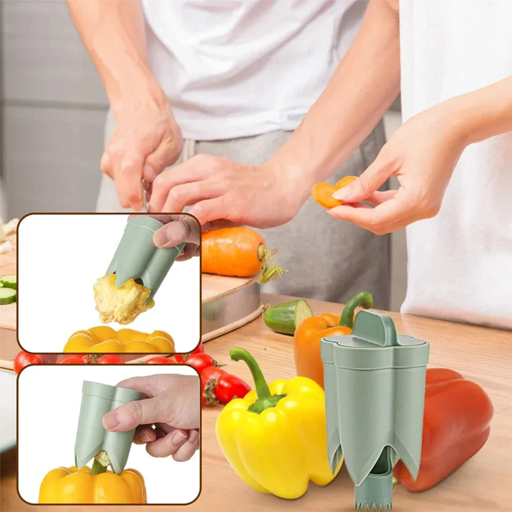 2-in-1 Fruit & Pepper Corer – Reusable Seed Remover for Vegetables & Fruits