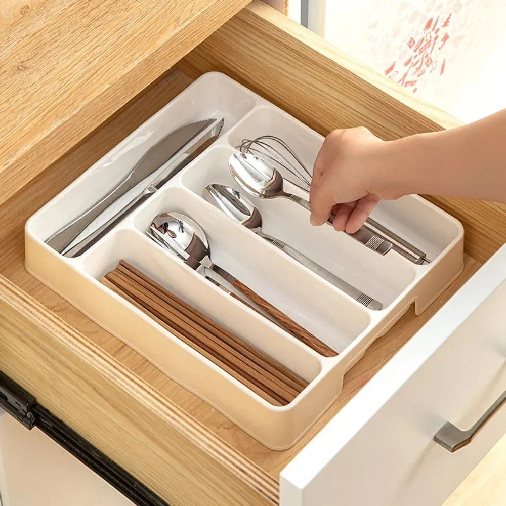 4/5 Compartment Cutlery Organizer – Kitchen Drawer Divider Tray for Spoon & Fork