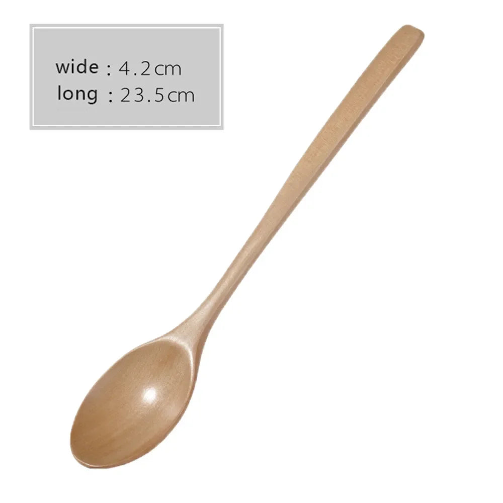 2PCS Wooden Spoon Set – Natural Wood Kitchen Tableware for Soup, Tea & Coffee