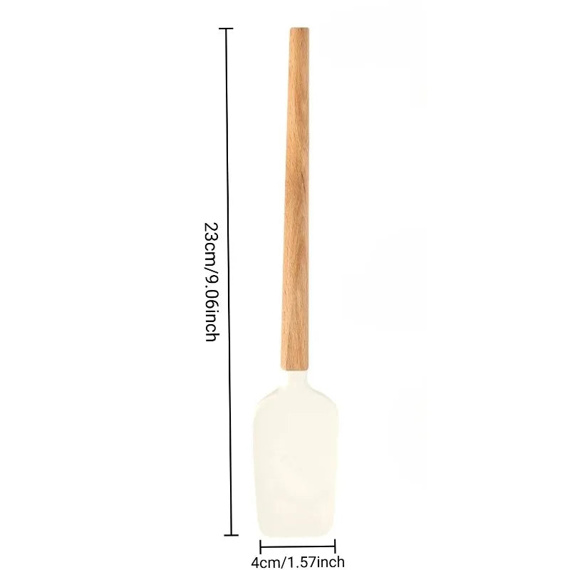 Non-Stick Silicone Baking Spatula with Wooden Handle – Heat-Resistant Icing & Jam Spreader