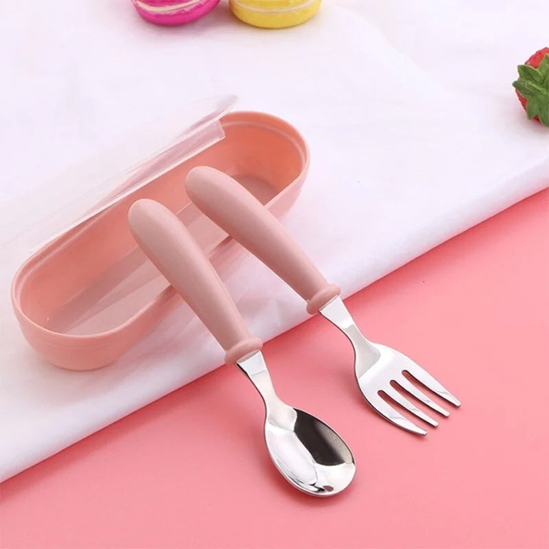3-Piece Kids Cutlery Set – 304 Stainless Steel Spoon & Fork with Portable Case