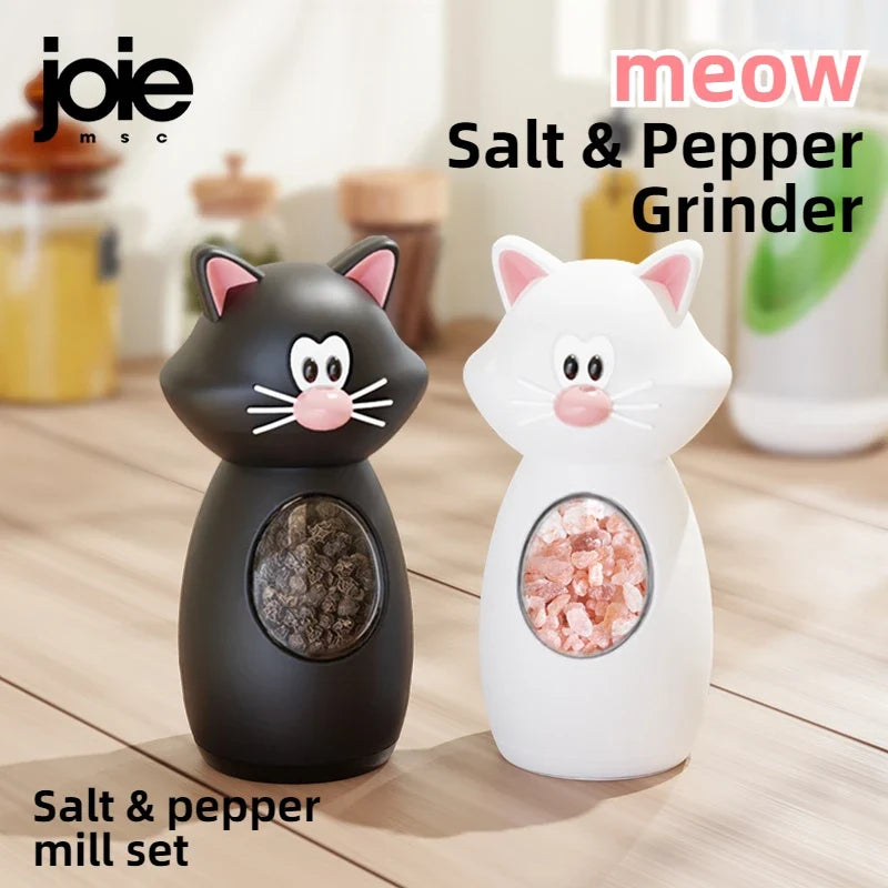 Joie Meow Spice Grinder Set Adjustable Ceramic Salt & Pepper Mill