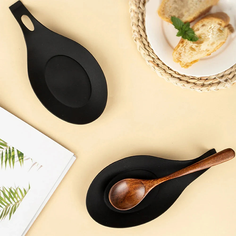 Silicone Spoon Rest Spatula Holder – Heat Resistant Utensil Placemat Tray for Kitchen