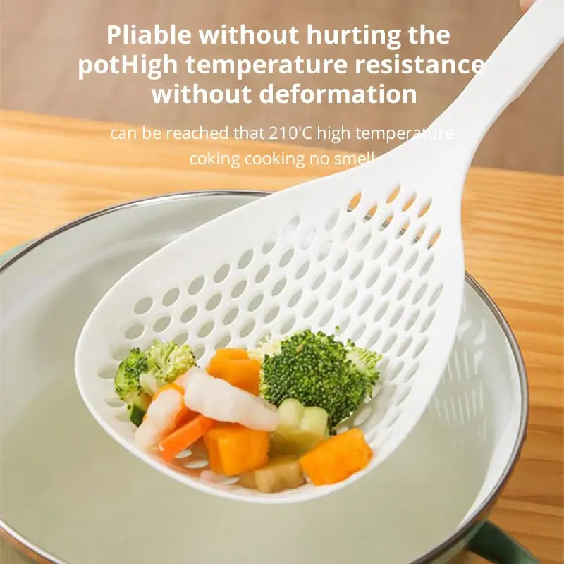 Large Capacity White Colander Spoon – Heat-Resistant Dumpling & Noodle Strainer