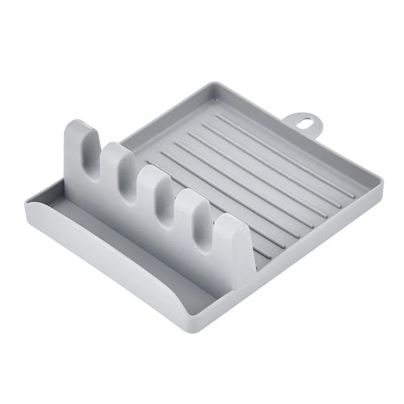 Kitchen Spoon Holder & Spatula Rest – Non-Slip Plastic Utensil Organizer