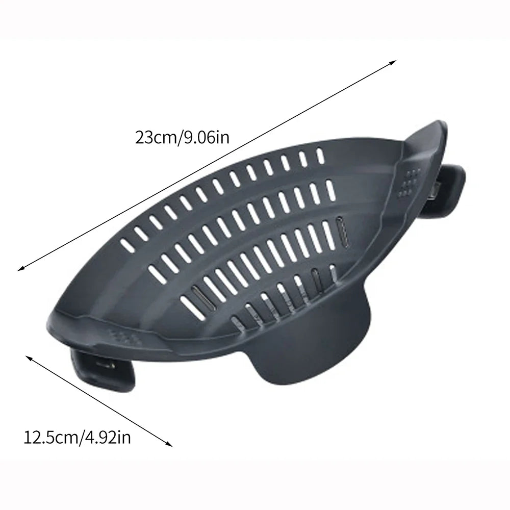 Silicone Clip-On Kitchen Strainer – Pot & Pan Drain Rack for Pasta, Vegetables & Fruits