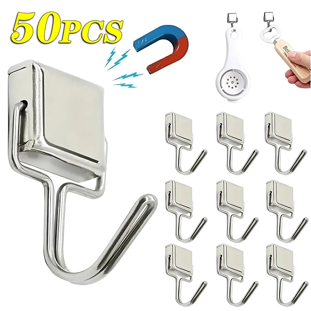 50PCS Strong Magnetic Hooks – Multi-Purpose Storage Hooks for Home, Kitchen & Bathroom
