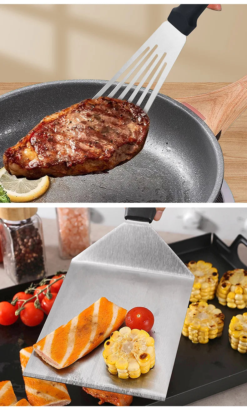 Stainless Steel Cooking Scraper Spatula – Heavy-Duty BBQ & Griddle Turner