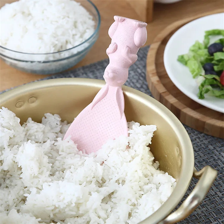 Straw Rabbit Rice Spoon – Creative Standing Cartoon Rice Spatula