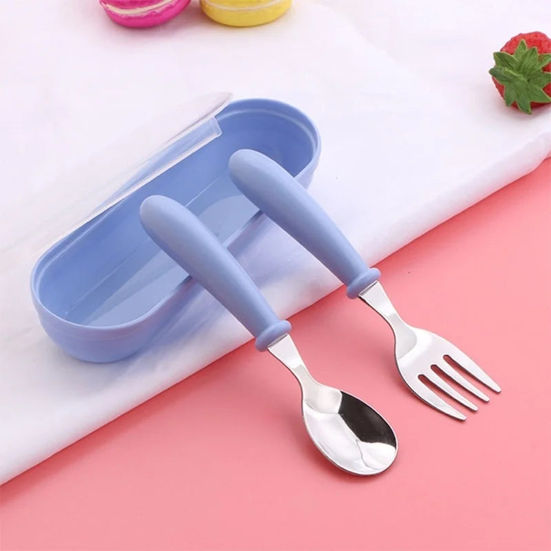 3-Piece Kids Cutlery Set – 304 Stainless Steel Spoon & Fork with Portable Case