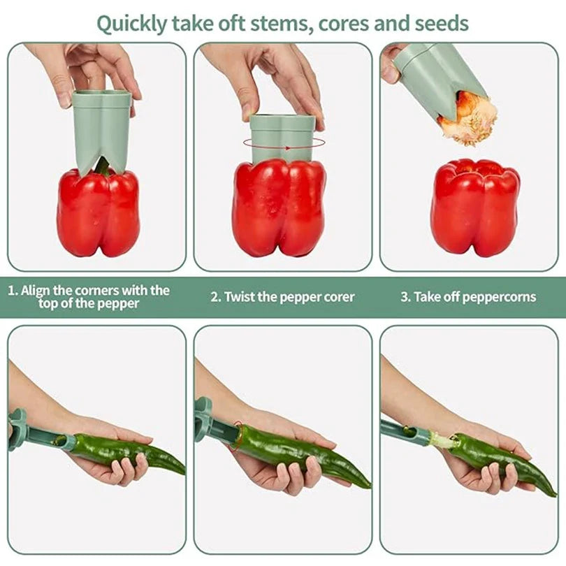 2-in-1 Fruit & Pepper Corer – Reusable Seed Remover for Vegetables & Fruits