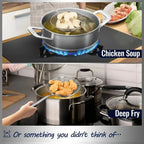 Stainless Steel Double Round Spoon – Reinforced Spider Strainer for Frying & Cooking