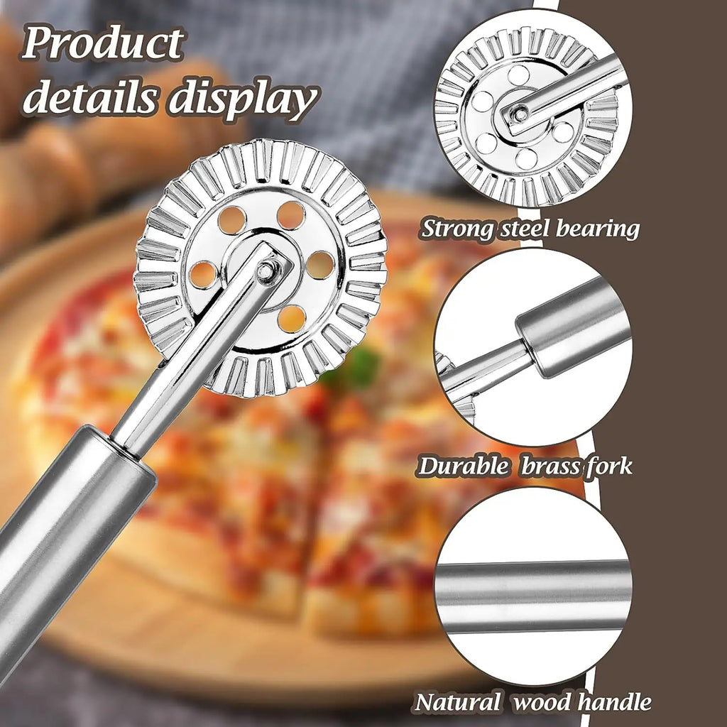 Stainless Steel Wheel Fluted Pasta Crimper – Ravioli Cutter & Dough Sealer