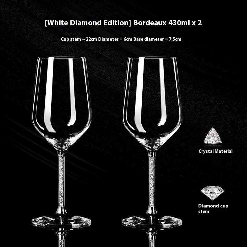 Crystal White Diamond Gold Foil Goblet Glass