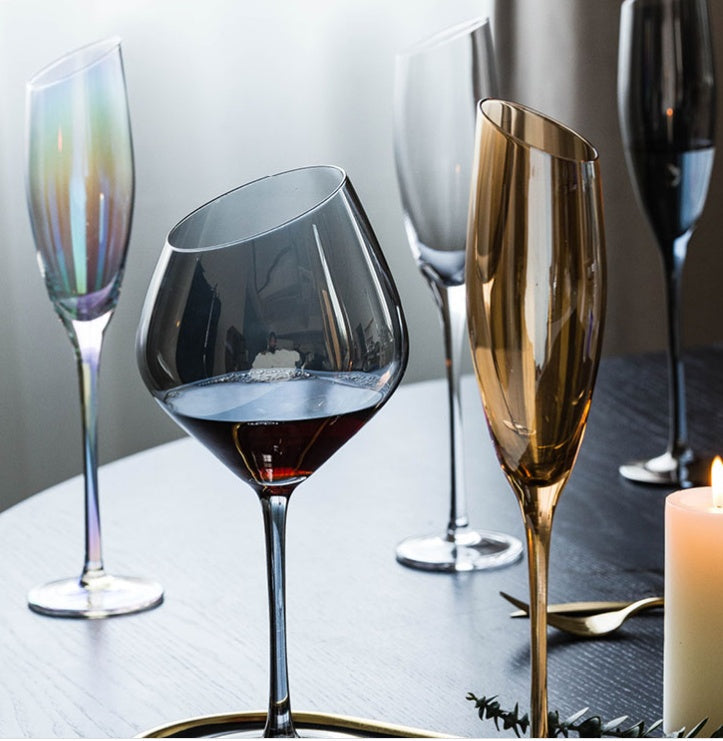 Oblique Crystal Decorative Goblet Glass Set