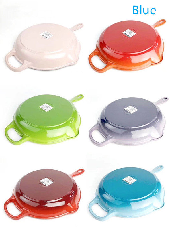 Colorful Cast Iron Enamel Frying Pan