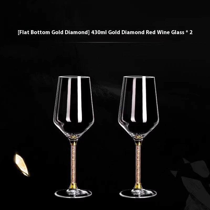 Crystal White Diamond Gold Foil Goblet Glass