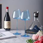 Blue Crystal Glass Goblet For Elegant Beverage Serving